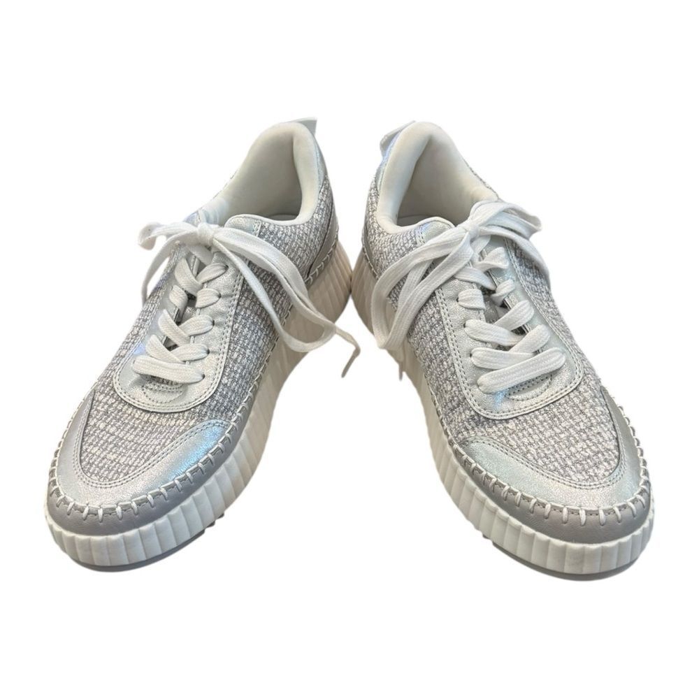 NEW Universal Thread Persephone Gray White Metallic Lace-Up Shoes Sneakers 9 - Picture 3 of 6
